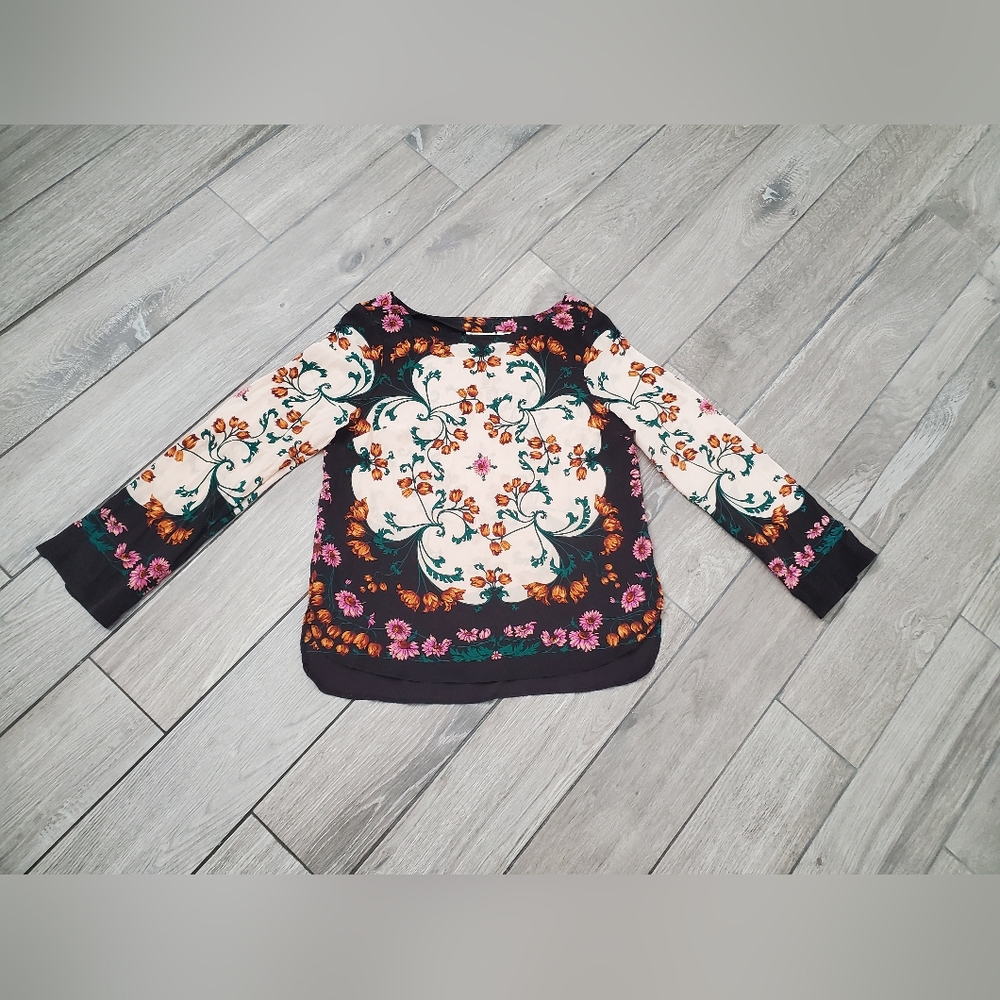 Anthropologie Maeve 100% silk Florence boat neck long sleeve blouse size 6 US